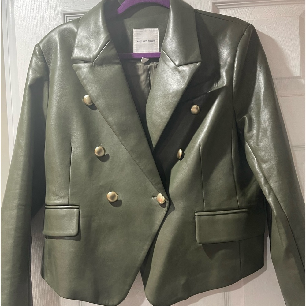 Avec Les Filles Faux Leather Blazer